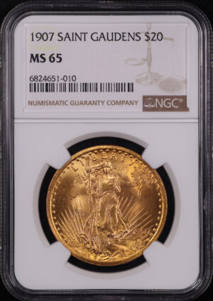 Obverse of this 1907 St. Gaudens $20 NGC MS-65