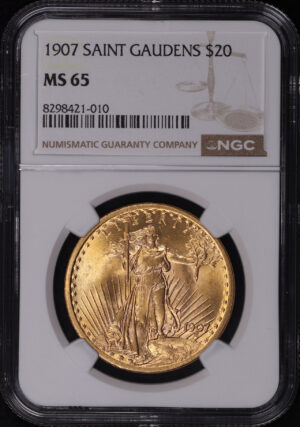 Obverse of this 1907 St. Gaudens $20 NGC MS-65