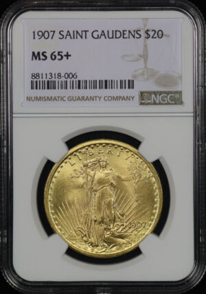 Obverse of this 1907 St. Gaudens $20 NGC MS-65+