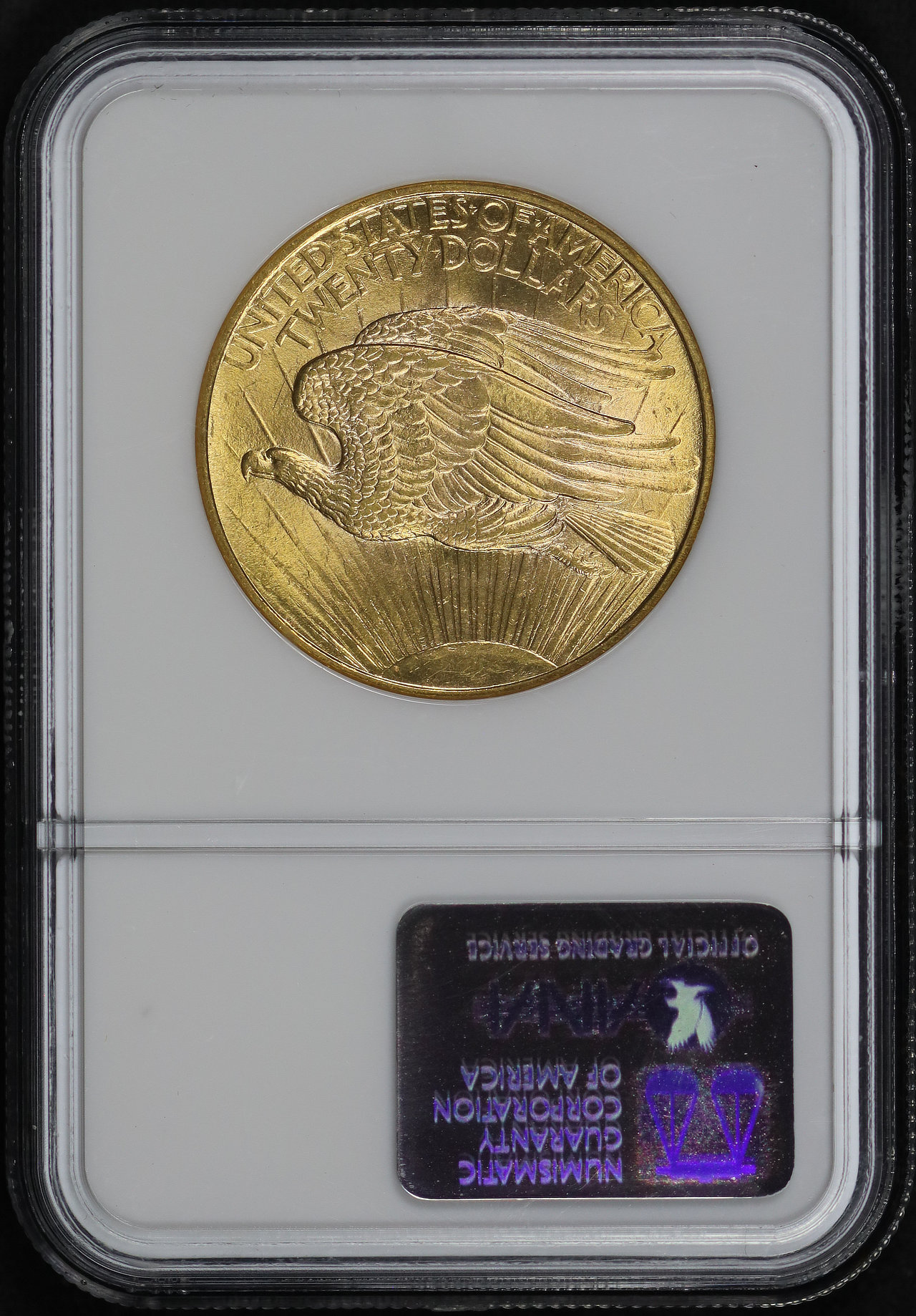 Reverse of this 1908 St. Gaudens $20 No Motto NGC MS-63