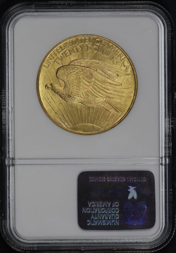 Reverse of this 1908 St. Gaudens $20 No Motto NGC MS-64