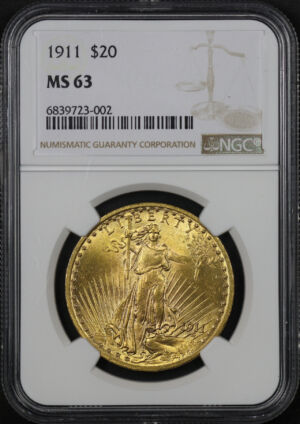 Obverse of this 1911 St. Gaudens $20 NGC MS-63