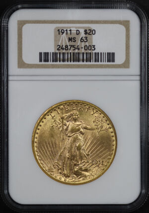 Obverse of this 1911-D St. Gaudens $20 NGC MS-63