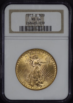 Obverse of this 1911-D St. Gaudens $20 NGC MS-64