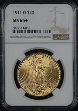 Obverse of this 1911-D St. Gaudens $20 NGC MS-65+