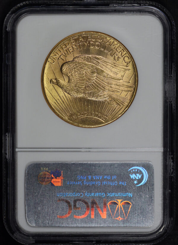 Reverse of this 1911-D St. Gaudens $20 NGC MS-65 CAC