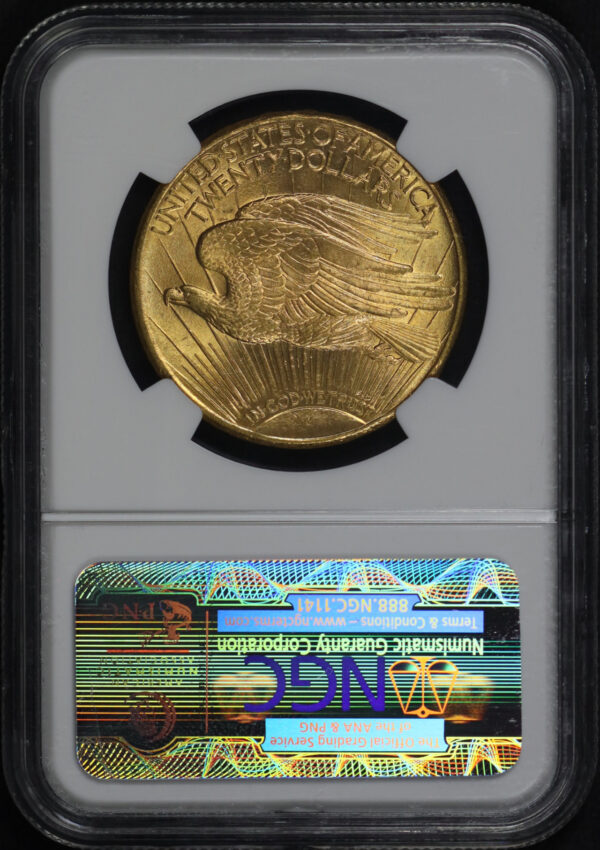 Reverse of this 1911-D St. Gaudens $20 NGC MS-66 CAC