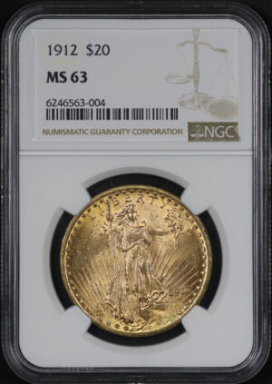 Obverse of this 1912 St. Gaudens $20 NGC MS-63