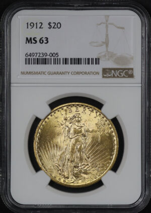 Obverse of this 1912 St. Gaudens $20 NGC MS-63