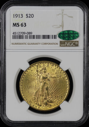 Obverse of this 1913 St. Gaudens $20 NGC MS-63 CAC