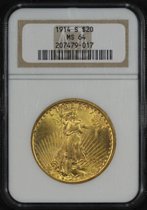 Obverse of this 1914-S St. Gaudens $20 NGC MS-64