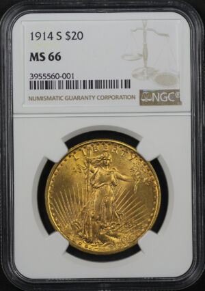 Obverse of this 1914-S St. Gaudens $20 NGC MS-66