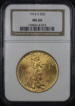 Obverse of this 1914-S St. Gaudens $20 NGC MS-66