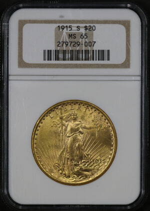 Obverse of this 1915-S St. Gaudens $20 NGC MS-65