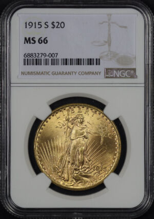 Obverse of this 1915-S St. Gaudens $20 NGC MS-66
