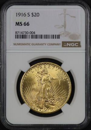 Obverse of this 1916-S St. Gaudens $20 NGC MS-66