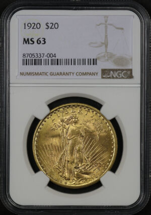 Obverse of this 1920 St. Gaudens $20 NGC MS-63