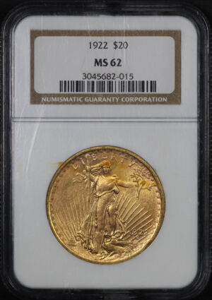 Obverse of this 1922 St. Gaudens $20 NGC MS-62