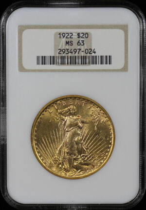 Obverse of this 1922 St. Gaudens $20 NGC MS-63 Old Fatty Holder