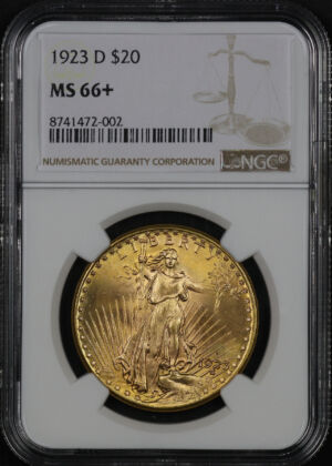 Obverse of this 1923-D St. Gaudens $20 NGC MS-66+
