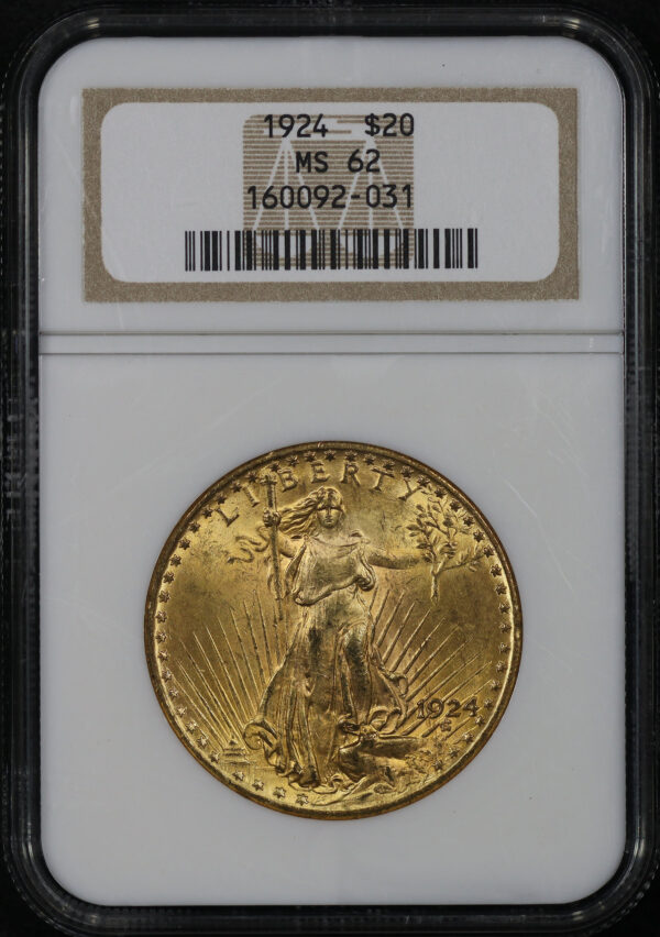 Obverse of this 1924 St. Gaudens $20 NGC MS-62