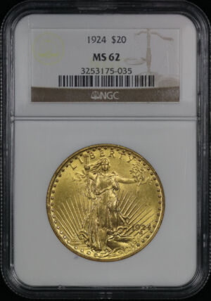 Obverse of this 1924 St. Gaudens $20 NGC MS-62