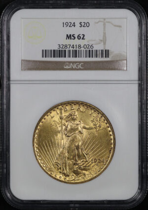 Obverse of this 1924 St. Gaudens $20 NGC MS-62