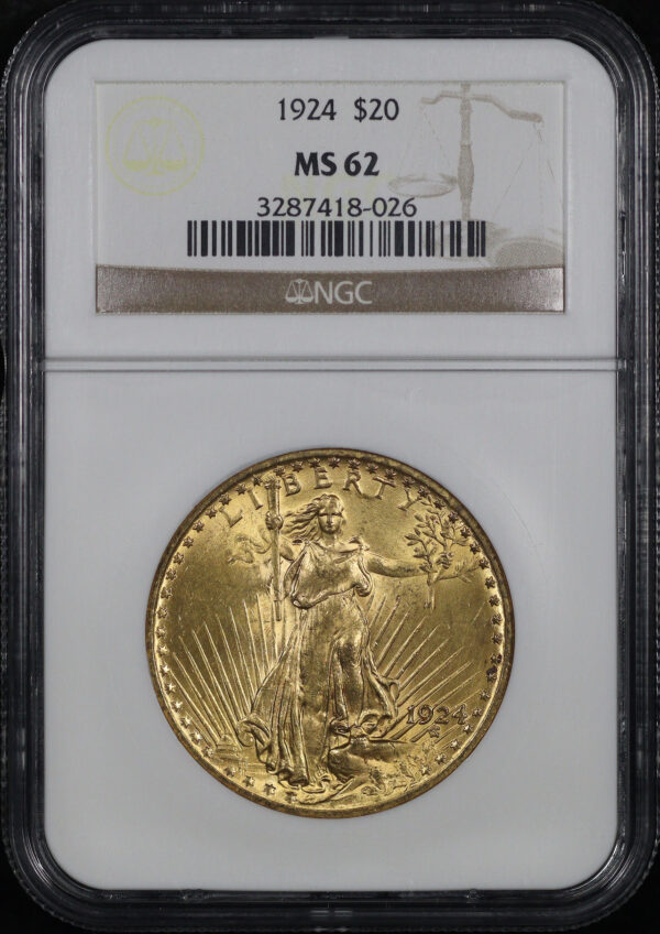 Obverse of this 1924 St. Gaudens $20 NGC MS-62