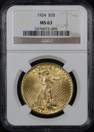 Obverse of this 1924 St. Gaudens $20 NGC MS-63