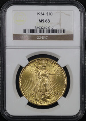Obverse of this 1924 St. Gaudens $20 NGC MS-63