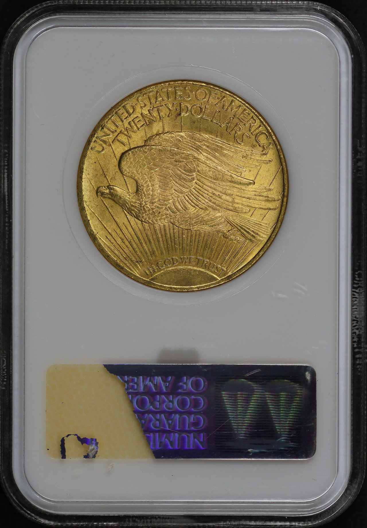 Reverse of this 1924 St. Gaudens $20 NGC MS-63 Old Fatty Holder