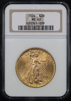 Obverse of this 1924 St. Gaudens $20 NGC MS-63