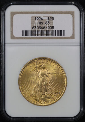 Obverse of this 1924 St. Gaudens $20 NGC MS-63