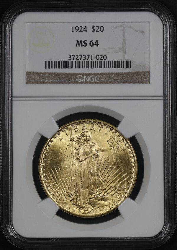 Obverse of this 1924 St. Gaudens $20 NGC MS-64