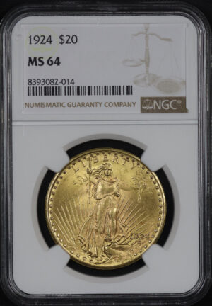 Obverse of this 1924 St. Gaudens $20 NGC MS-64