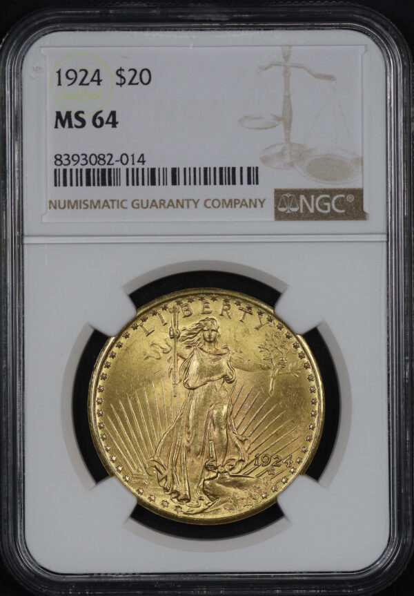 Obverse of this 1924 St. Gaudens $20 NGC MS-64