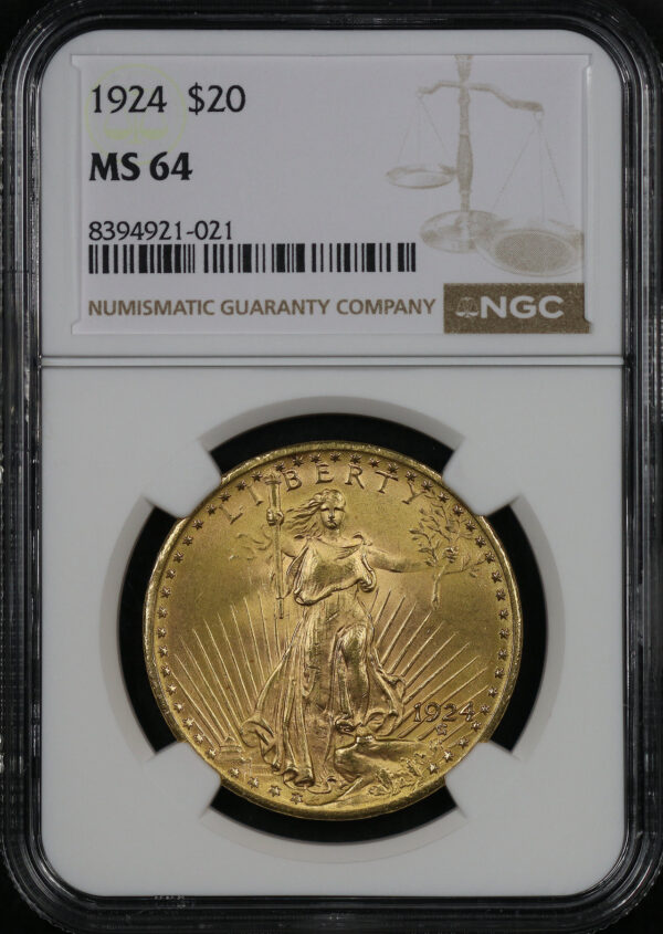 Obverse of this 1924 St. Gaudens $20 NGC MS-64
