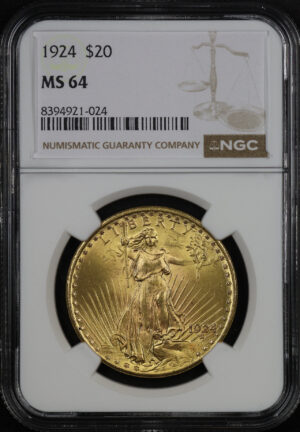 Obverse of this 1924 St. Gaudens $20 NGC MS-64