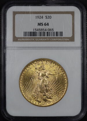 Obverse of this 1924 St. Gaudens $20 NGC MS-64