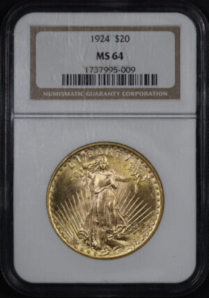 Obverse of this 1924 St. Gaudens $20 NGC MS-64