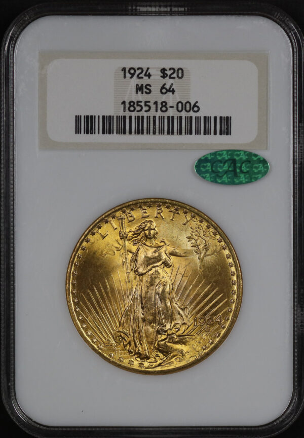 Obverse of this 1924 St. Gaudens $20 NGC MS-64 CAC