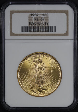 Obverse of this 1924 St. Gaudens $20 NGC MS-64