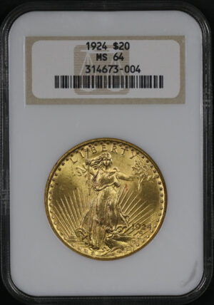 Obverse of this 1924 St. Gaudens $20 NGC MS-64 Old Fatty Holder