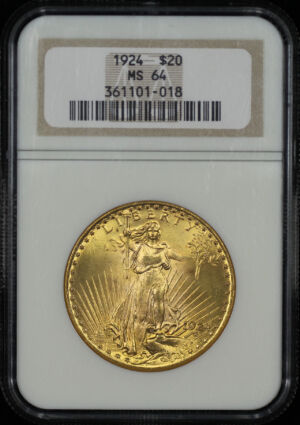 Obverse of this 1924 St. Gaudens $20 NGC MS-64