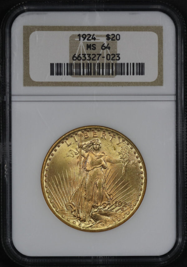 Obverse of this 1924 St. Gaudens $20 NGC MS-64