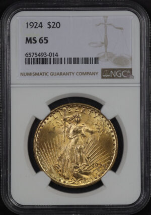 Obverse of this 1924 St. Gaudens $20 NGC MS-65