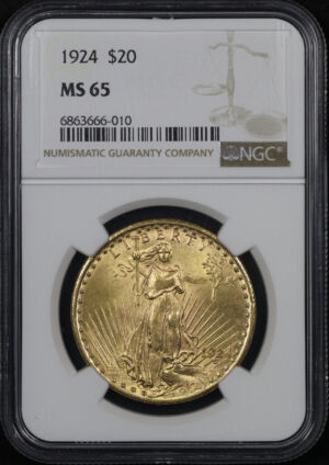 Obverse of this 1924 St. Gaudens $20 NGC MS-65