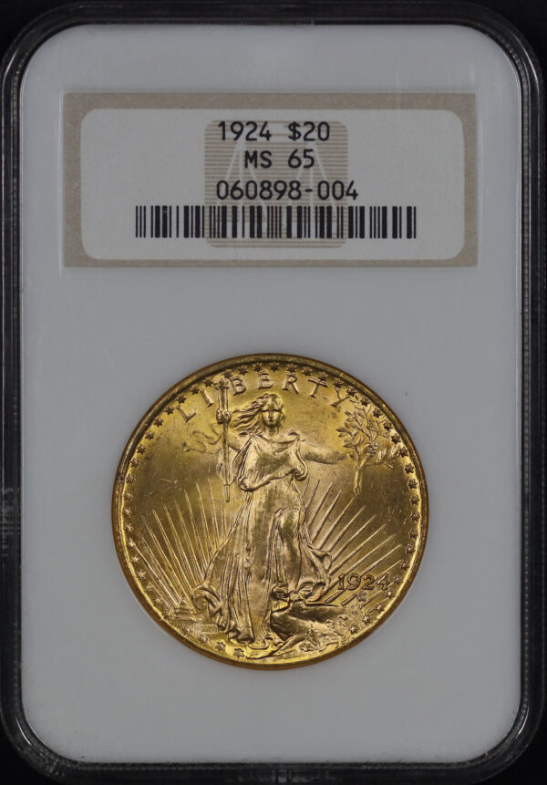 Obverse of this 1924 St. Gaudens $20 NGC MS-65 Old Fatty Holder