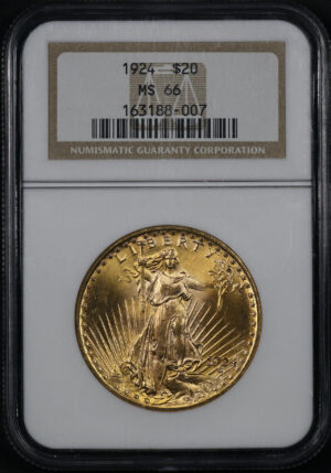 Obverse of this 1924 St. Gaudens $20 NGC MS-66