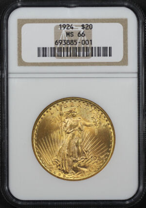 Obverse of this 1924 St. Gaudens $20 NGC MS-66